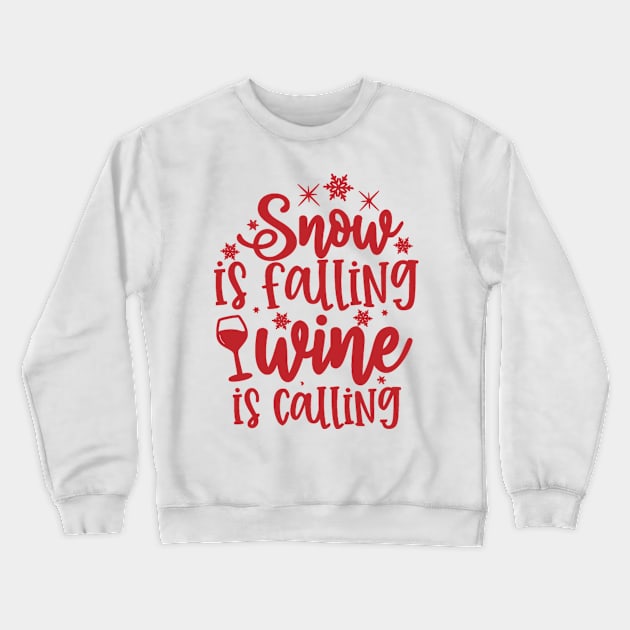 Snow is Falling is Calling, Christmas Crewneck Sweatshirt by the kratingdaeng